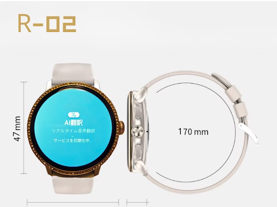 Rayove Watchの本体と装着寸法の添付資料