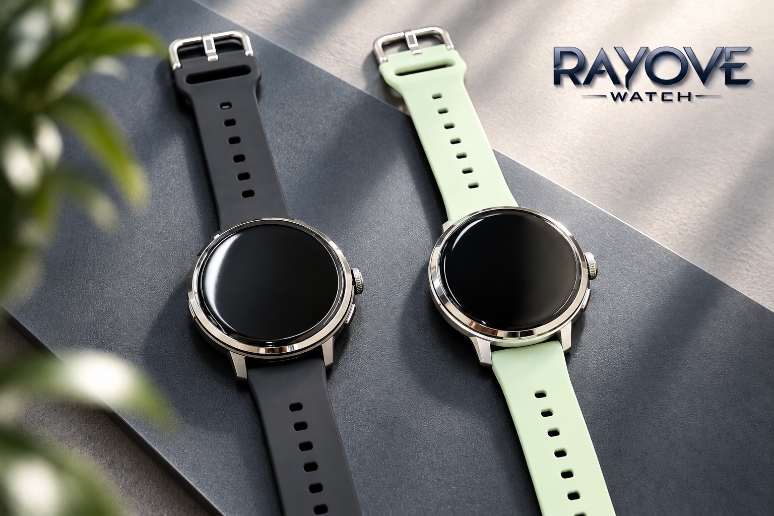 ブラックとグリーンのバンドのRayove Watch